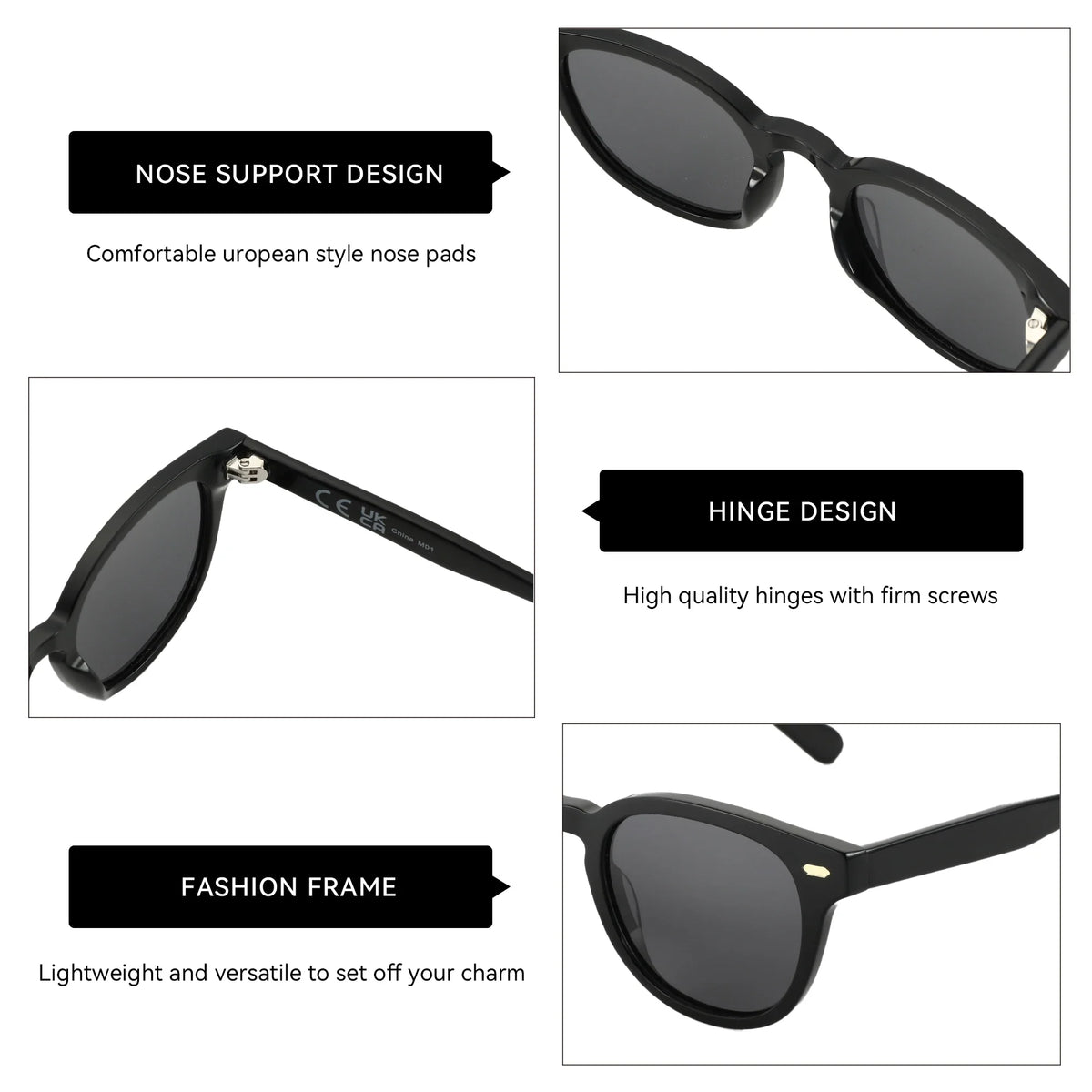 Classical High-quality Acetate Polarized Sunglasses Unisex UV400 Protection Shade Retro Round Sun Glasses ZS6211