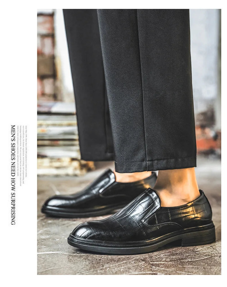 Retro Business Dress Derby Shoes for Men Spring Autumn New Designer Wedding Shoes Male Solid Color Cow Leather Shoes Man