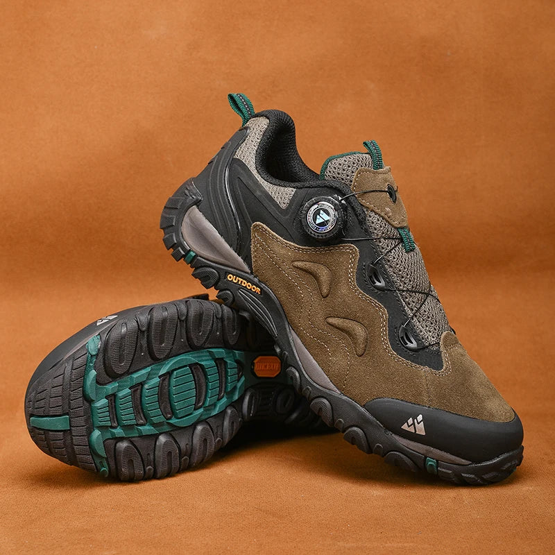Leather Shoes for Men, Outdoor Hiking Shoes, Tourist Trekking Sneakers, Mountain Climbing Trail Jogging Shoes, Turnbuckle
