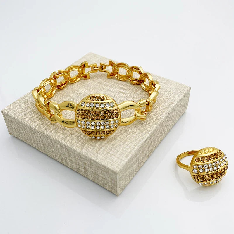 Elegant Dubai Women Jewelry Sets Luxury Design Necklaces Earrings Ring Bracelet Daily Wear Parties Vacations Ideal Gift