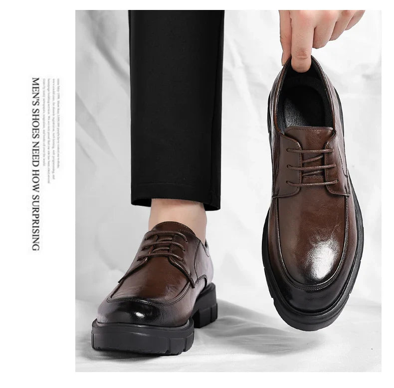 Men Dress Elevator Shoes Platform Breathable Lift Casual Business Luxury Genuine Leather Heightening Shoes5/8/10CM Taller Male