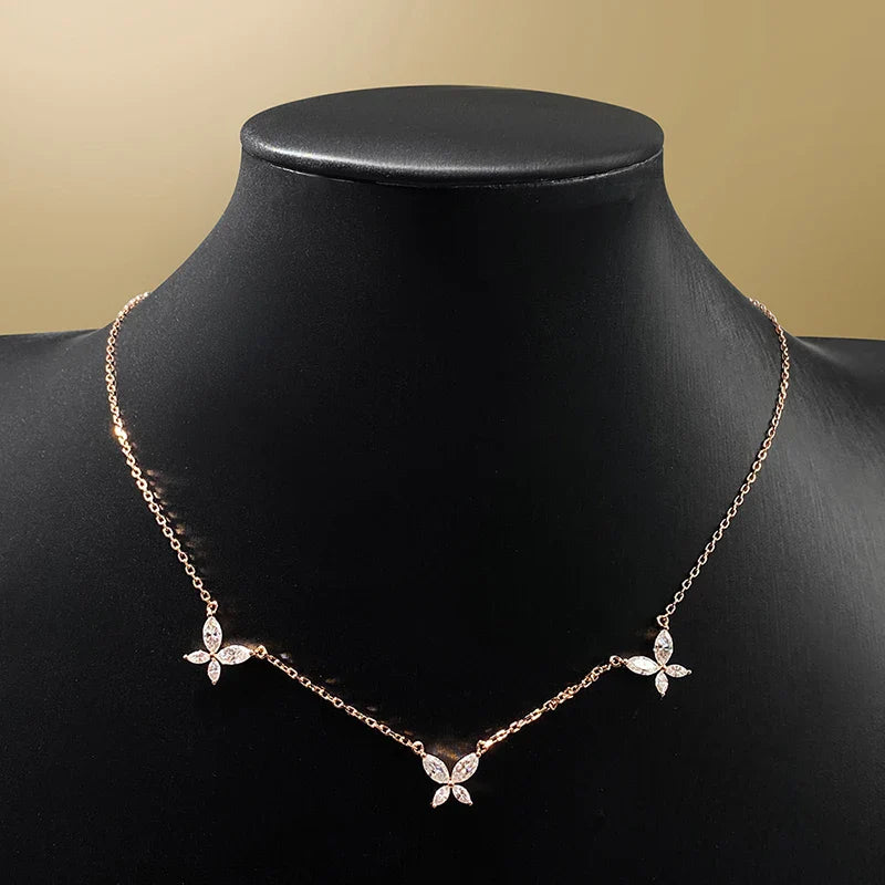 18K Plated Marquise Cut Moissanite Necklace Pendant for Women Girls Gift Lab Diamond Chain 925 Sterling Silver Jewelry
