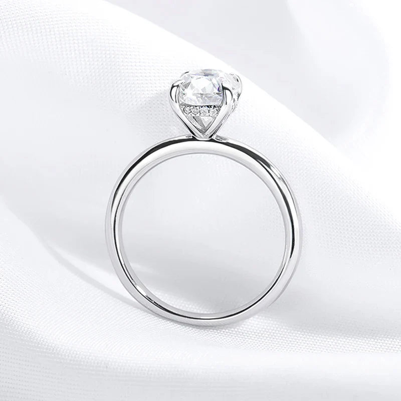18k Plated 2/3ct Moissanite Diamond Ring for Women Oval Fancy Cut Bridal Sets Solitaire Wedding Promise Band 925 Silver