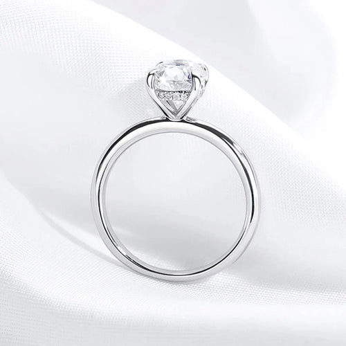 18k Plated 2/3ct Moissanite Diamond Ring for Women Oval Fancy Cut Bridal Sets Solitaire Wedding Promise Band 925 Silver