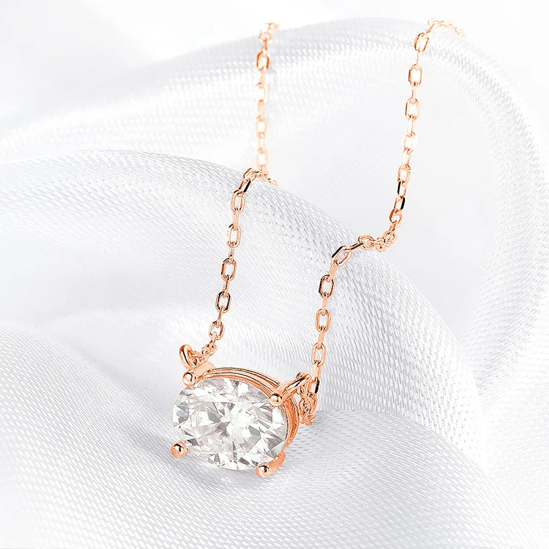 14K Plated 1-3CT Moissanite Necklaces Pendant Women Girls Birthday Gift Chain Lab Diamond Jewelry 925 Sterling Silver GRA