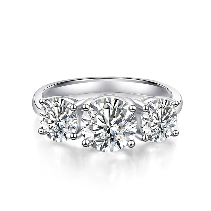 White Gold 4/2CT Moissanite Ring for Women Sparkling Lab Grown Diamond Wedding Band S925 Solid Silver Jewelry Wholesale