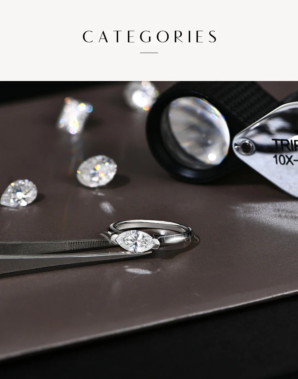 Hot Marquise Cut 1CT Moissanite Rings for Women Men S925 Silver 18K Gold Plated Classic Elegant Wedding Engagement ring