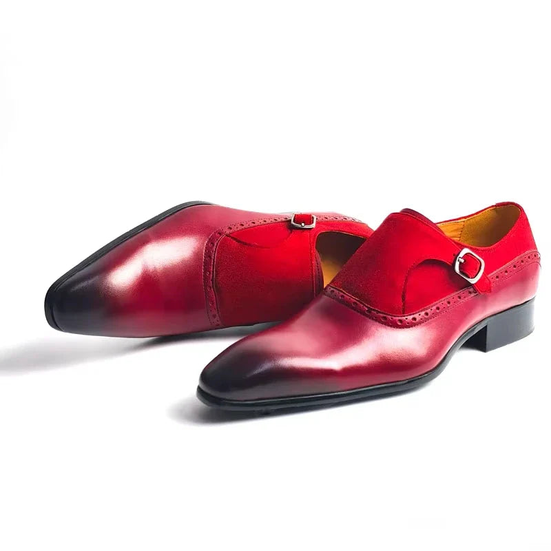 Men's Handmade Cow Suede&Leather Loafers Slip-On Comfortable Casual Shoes for Office,Wedding Non-Slip Sole, Solid Pattern Design