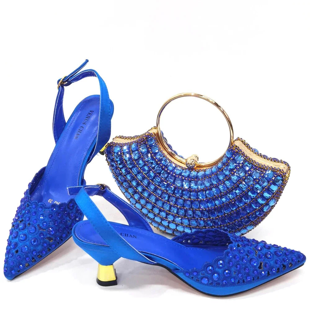 High Heel Gold Color Atmospheric Luxury Pattern With Rhinestones Party Ladies Shoes