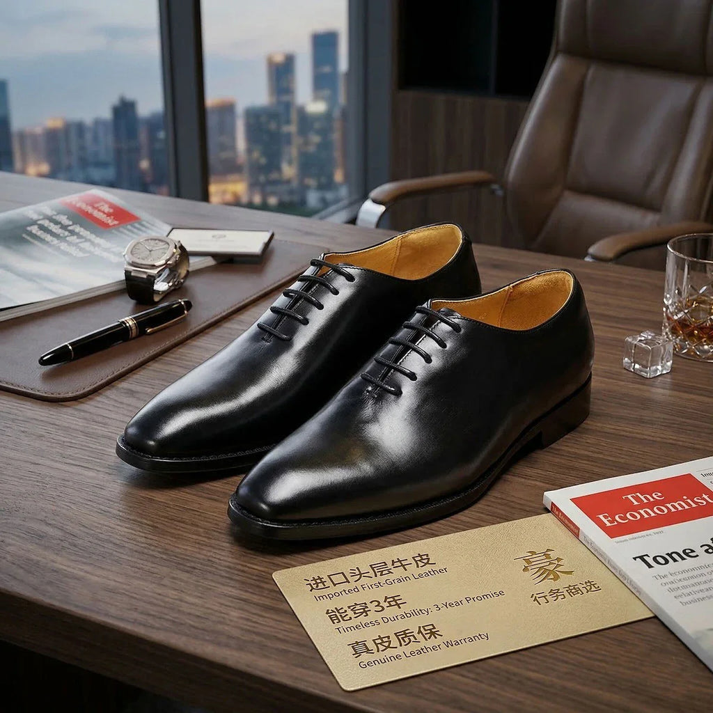 Oxford Dress Shoes Full-Grain Leather for Men Business Office Shoes