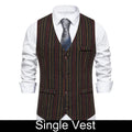 Men Waistcoat Autumn Vintage Striped Single-breasted Man Vest Slim Sleeveless Business Casual Versatile Male Suit Vest