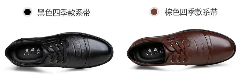 Men's Genuine Cow Leather Shoes Business Casual Shoes With Triple-Stitched Soles For Middle-Aged And Elderly Men 2025