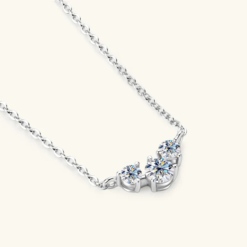 3mm 4mm Moissanite Necklace Collares Mujer 925 Sterling Silver Three Stone Pendant Necklaces For Women Chains Jewelry Gift