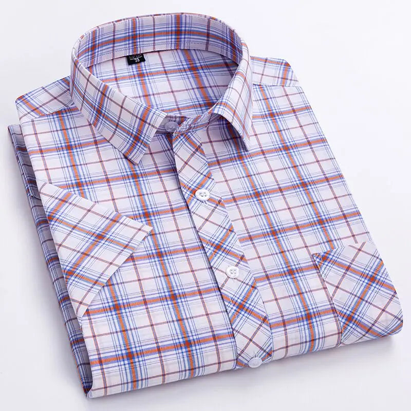 Men's Plaid Short-sleeved Shirt light Breathable