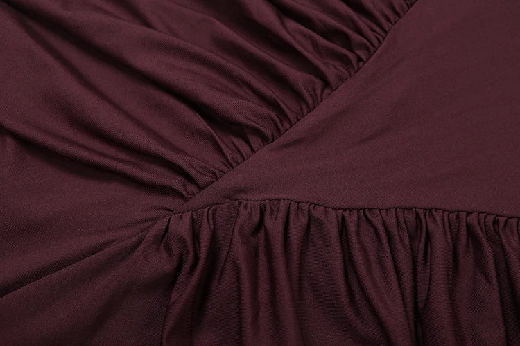 Hipster Waistless Ruched Elegant Dress Woman Autumn Style Turtleneck Full Sleeve Hollow Design Prom Party Long Bodycon