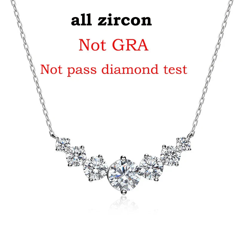 1.7-5CTTW All Moissanite Necklace for Women Smile Princesses Sparkling Diamond Pendant S925 Sterling Silver Plated PT950