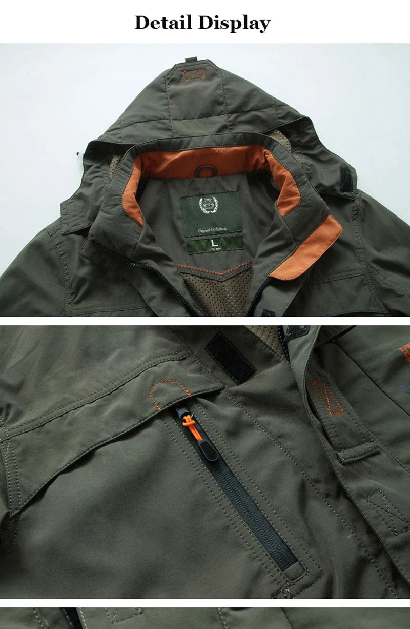 2024 Business Casual Jackets Man Sports Coat Spring Windproof Hooded Jackets Quick Drying Lightweight Outdoor Climbing Outwear