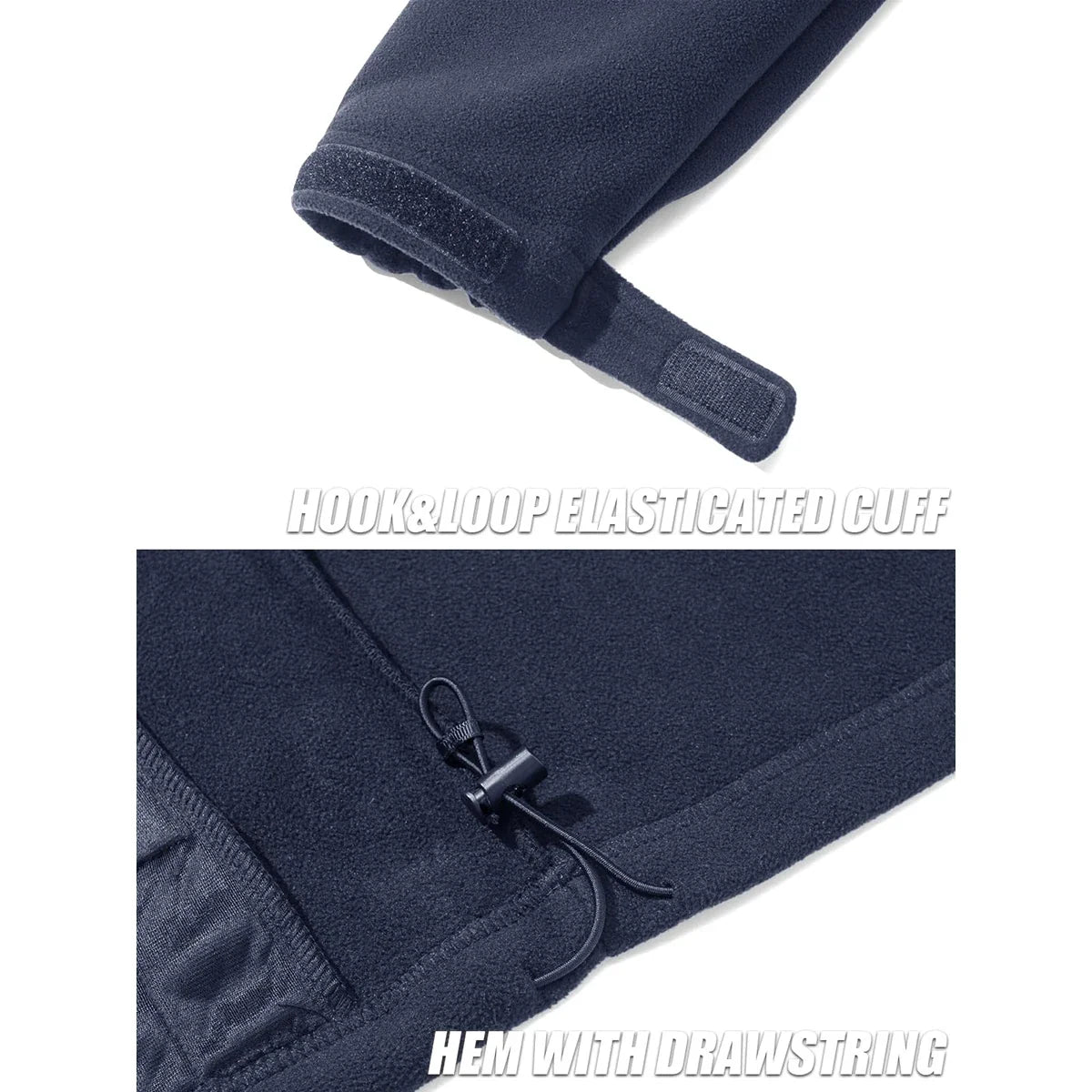 Men's Thermal Warm Fleece Jacket Stand Collar Full Zip Windbreaker Multiple-pockets Outerwear Working Hiking Coat