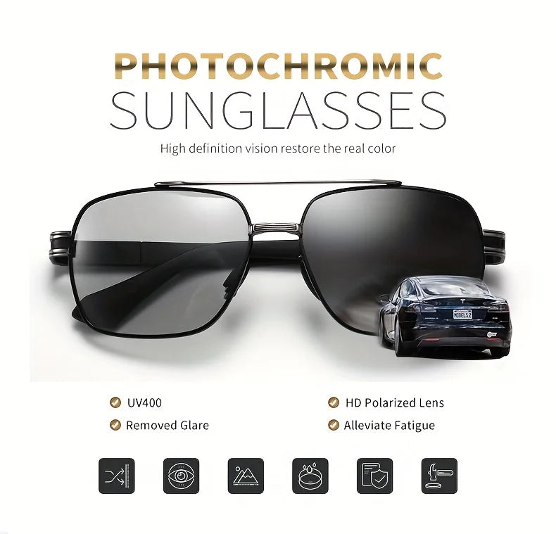 Design Square Polarized Sunglasses Man Photochromic Sun Glasses Woman Anti-glare Driving Goggles Oculos zonnebril heren