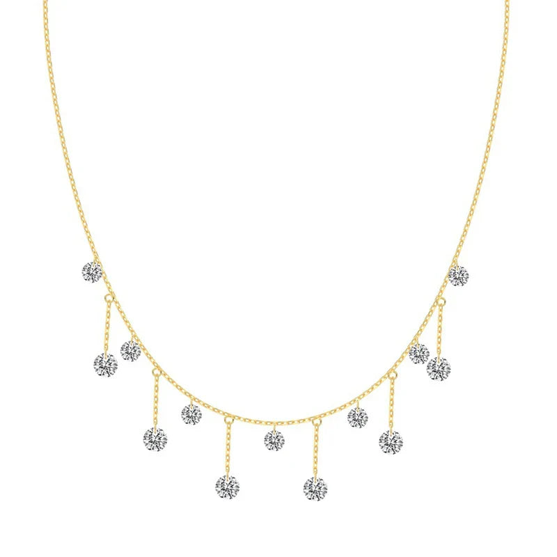 100% Real S925 Sterling Silver Pendant Girls 5A Zircon Stackable Wedding Necklace for Women Fine Jewelry Wholesale Chain