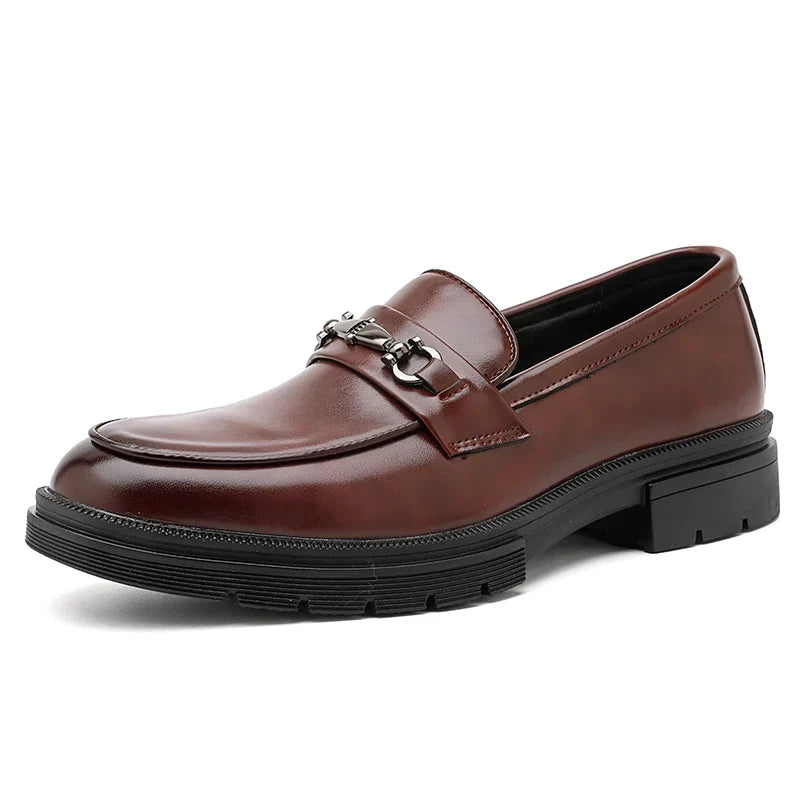 2026 Spring New British Fashion Men's Casual Leather Shoes Korean Style Slip-On Loafers Formal Men's Leather Shoes