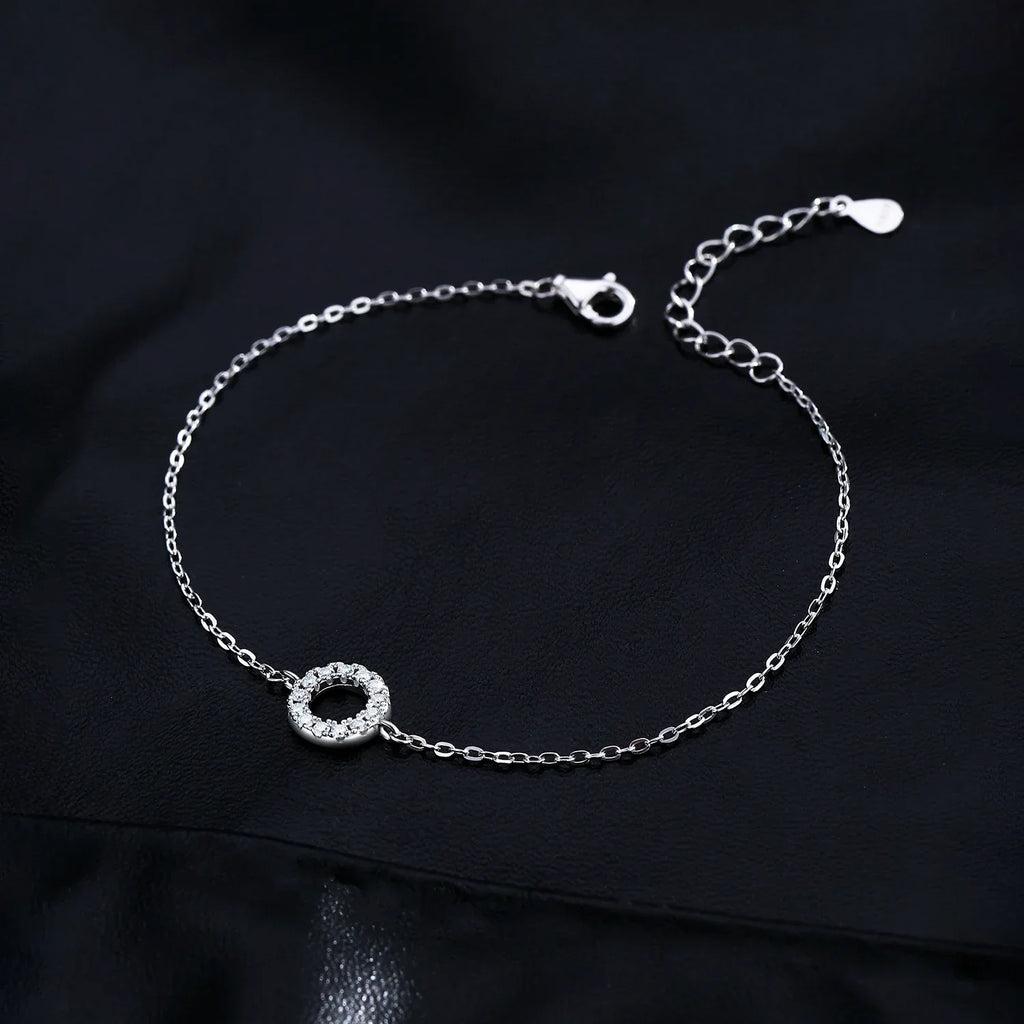 D Color Moissanite Bracelet 925 Sterling Silver Fashion Hallow Out Round Link Chain Bracelet For Women Fine Jewelry Gifts