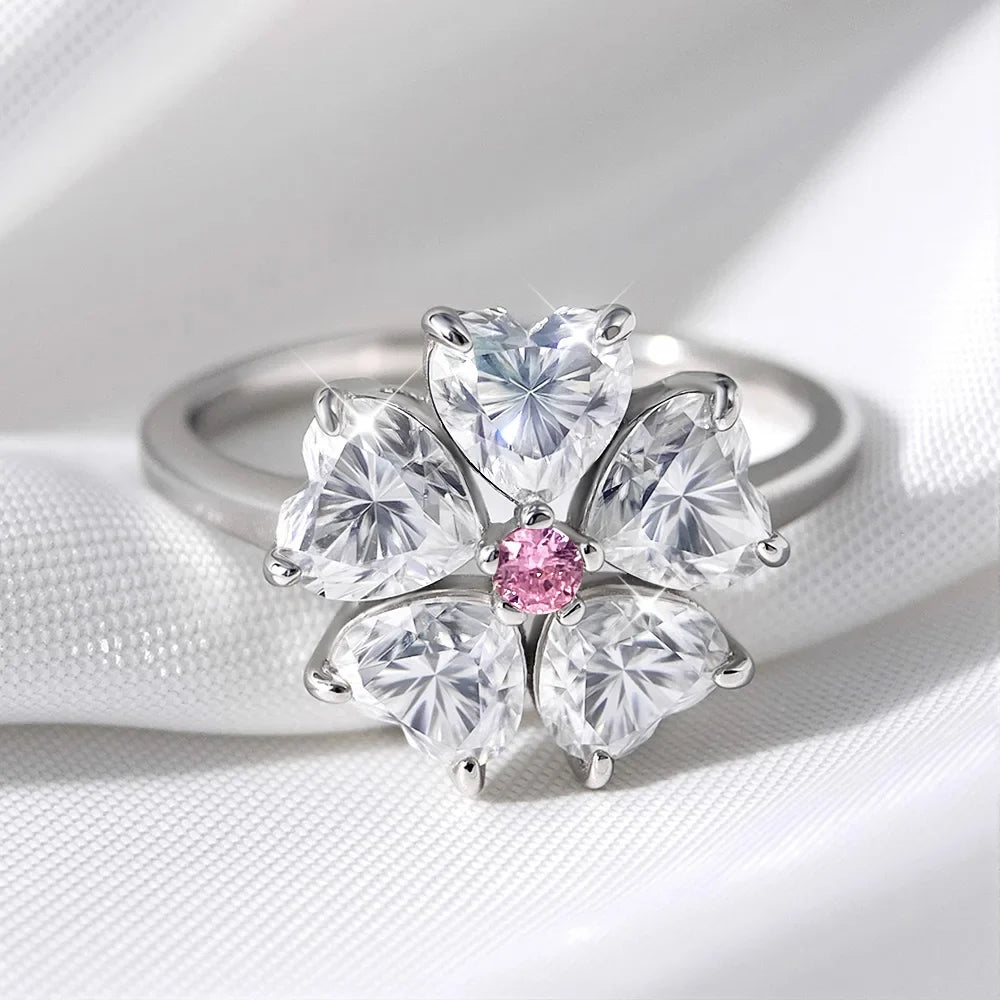 14K Plated 6 Gems Moissanite Rings for Women Luxury Wedding Lab Diamond Pure 925 Silver Band Fine Jewelry Female Ring GRA