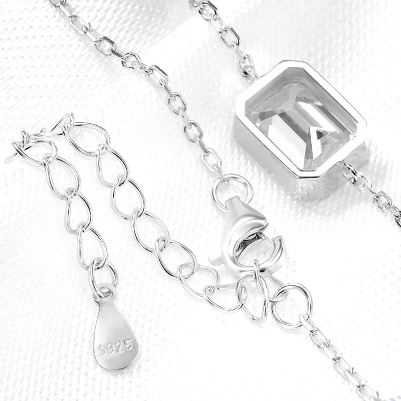 1/2CT Emerald Radiant Cut Moissanite Bracelets for Women Men Adjustable 15-20cm Chain 925 Sterling Silver Jewelry Fine