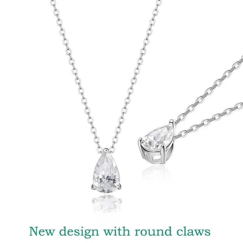 1-4CT Pear Cut Moissanite Pendant Necklace for Women Girls 3 Designs Lab Diamond Wedding Silver 925 Chains Fine Jewelry