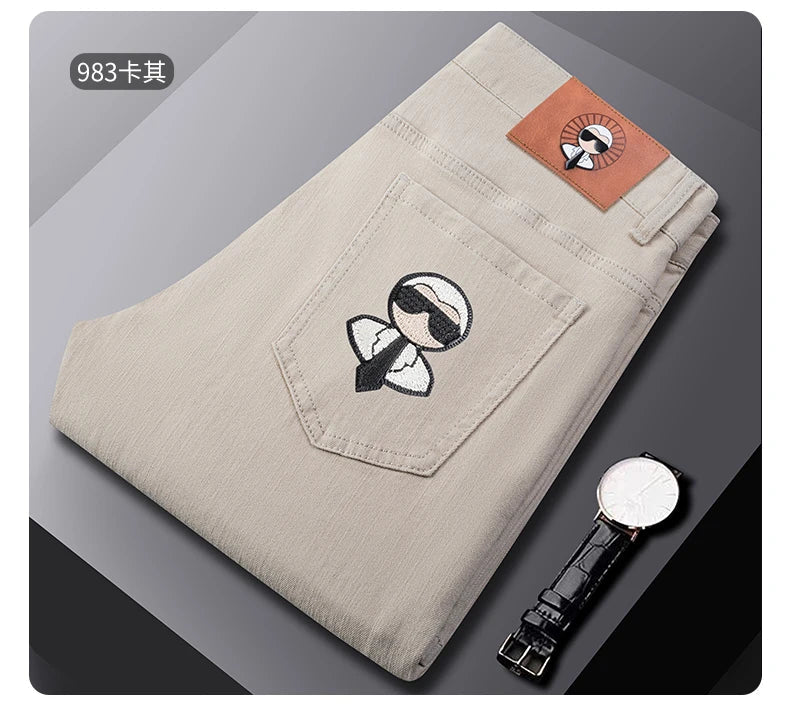 Fashion Men Jeans Stretch Straight Leg Casual Slim Fit Denim Pants Male Brand Luxury Design Business Classic Trousers