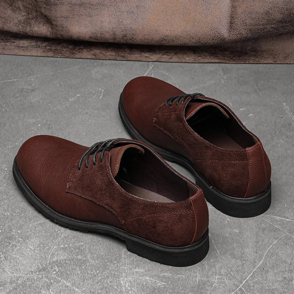 Genuine Leather Men Derby Shoes Thick Sole Men Casual shoes Men Leather Shoes