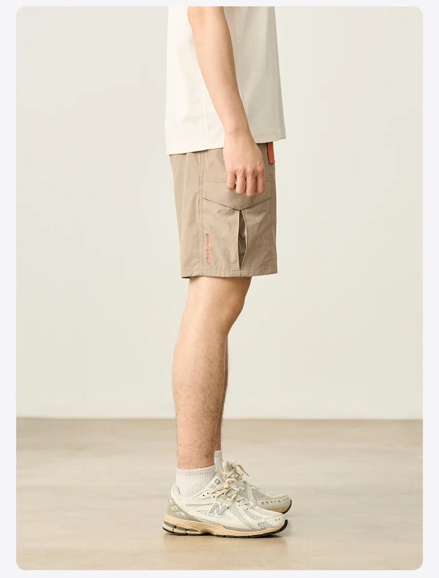 2026 Summer New Oversize 145gsm Elastic Quick Dry Fabric Shorts Men Elastic Wait Cargo Outdoor Shorts