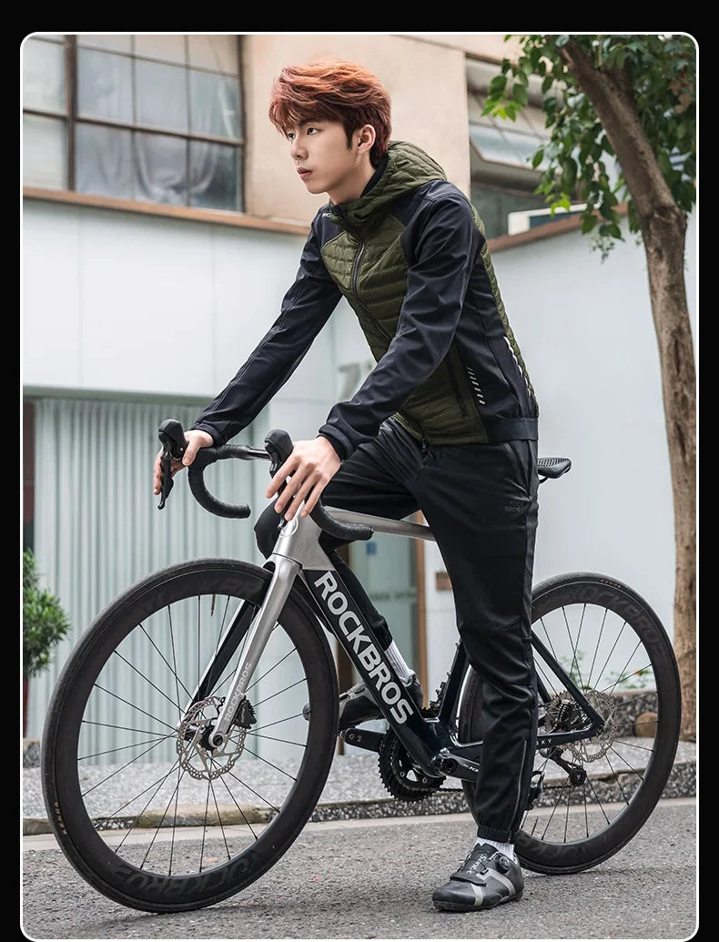 Winter Thermal Fleece Cycling Jersey Men's Ultralight Down Jacket MTB Road Bicycle Clothing Long Sleeve Ciclismo Coat