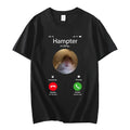 Dank Meme Hamster Staring Front Camera Hampter Calling تي شيرت أزياء بأكمام قصيرة تي شيرت كبير الحجم ملابس الشارع للجنسين