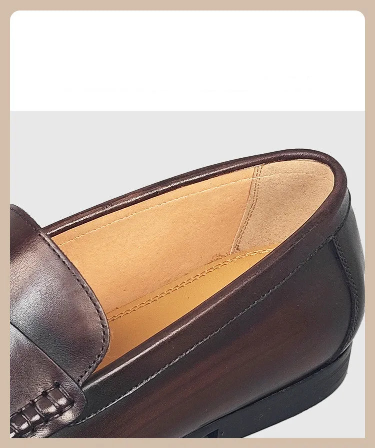 Classic Men Penny Loafers Genuine Leather Slip On Casual Formal Dress Shoes Mens Wedding Party Office Moccasins Shoes