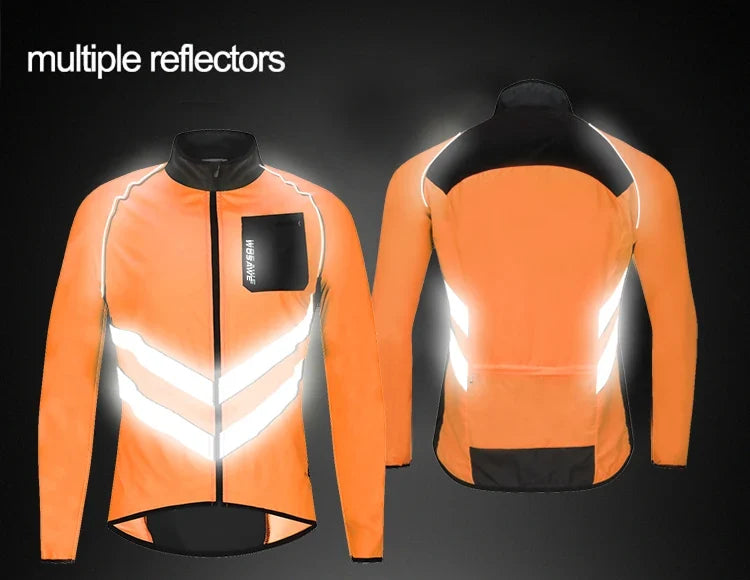 Reflective Cycling Windbreaker Men MTB Bike Jacket Moto Coat Windproof Camping Fishing Cycling Clothes Multi-use Jersey