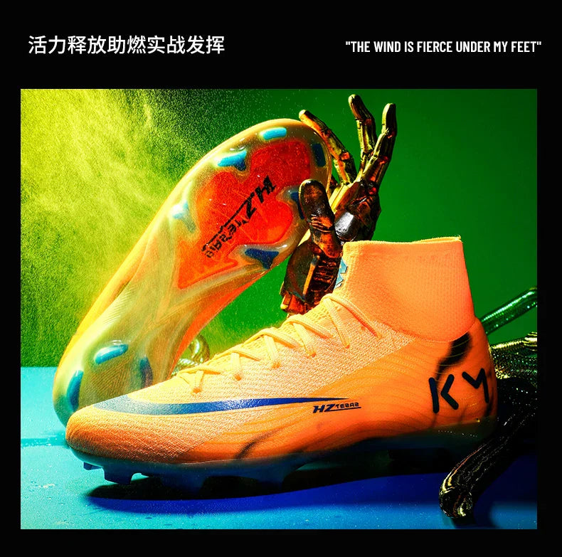 New Men Soccer Shoes Boys Cleats Adult Outdoor Breathable Football Boots Training Sport Long Spikes Non Slip Match Comfortable