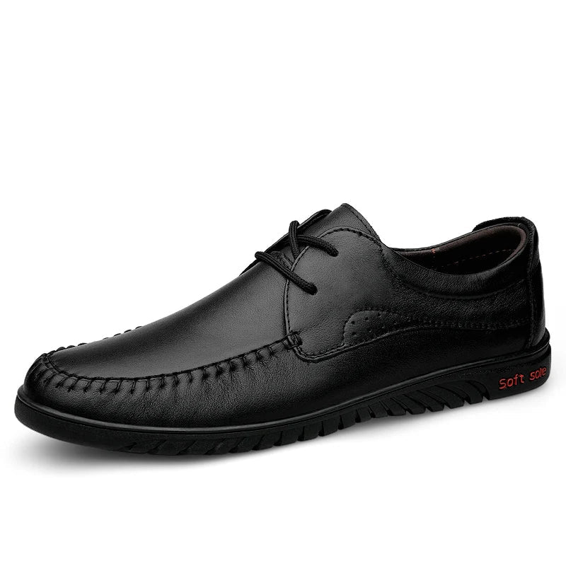 Italian Brand Men's Genuine Leather Casual Shoes Handmade Soles Loafers Lace Up Breathable That's Oxford Shoes for Summer