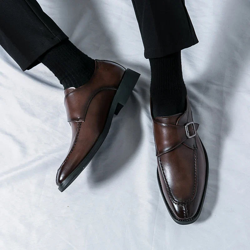 Men's business casual leather shoes cowhide retro round head British leather shoes men's leather big head men's shoes tide