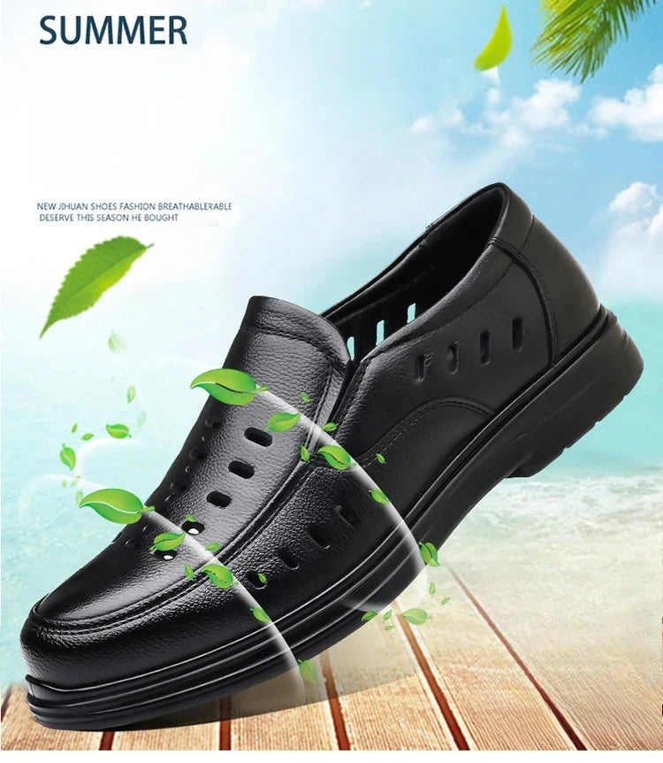 2026 New Designer Breathable Hallow Leather Shoes for Men Black Fashion Summer Shoes Male Britsh Business Casual Shoes Man