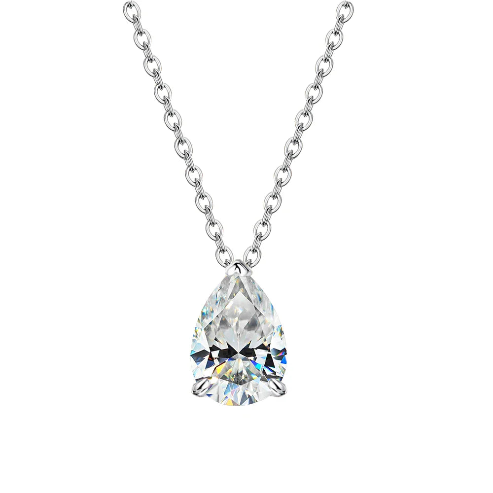 1-4Carat Pear Cut Moissanite Solitaire Pendant Necklace for Women S925 Silver 18K Gold Plated Waterdrop Neck Chain Jewelry Gift