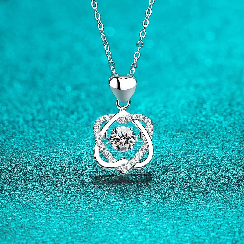 0.5ct GRA Moissanite Necklace for Women  Sparkling Simulated Diamond Pendant Beating Heart S925 Silver Fine Jewelry Gift