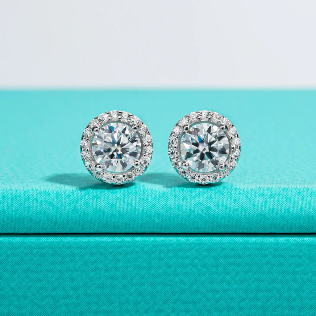 1cttw D Color Round Cut Moissanite Diamond  925 Sterling Silver Stud Earrings For Woman Jewelry Wholesale