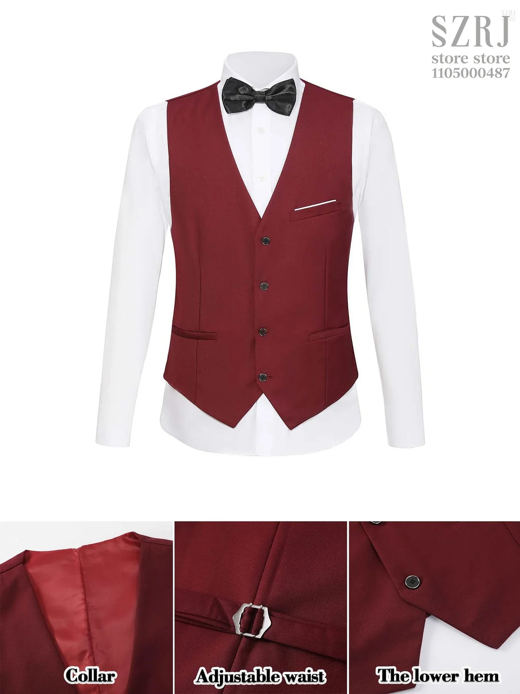 4pcs Men's Tuxedo Set:Classic Lapel Blazer,Vest,Pants&Tie High-Quality,Adjustable Waist.For Parties,Weddings, Proms. Comfy Fit.