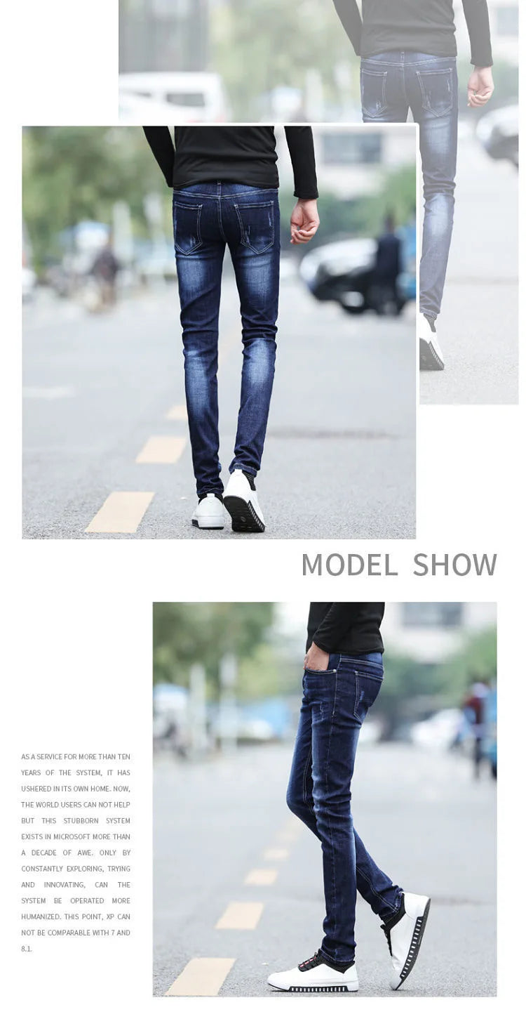 Spring and Autumn Fashion Trend Solid Color Retro Sports Straight Leg Jeans Men's Casual Comfortable Elastic High-Quality Jeans