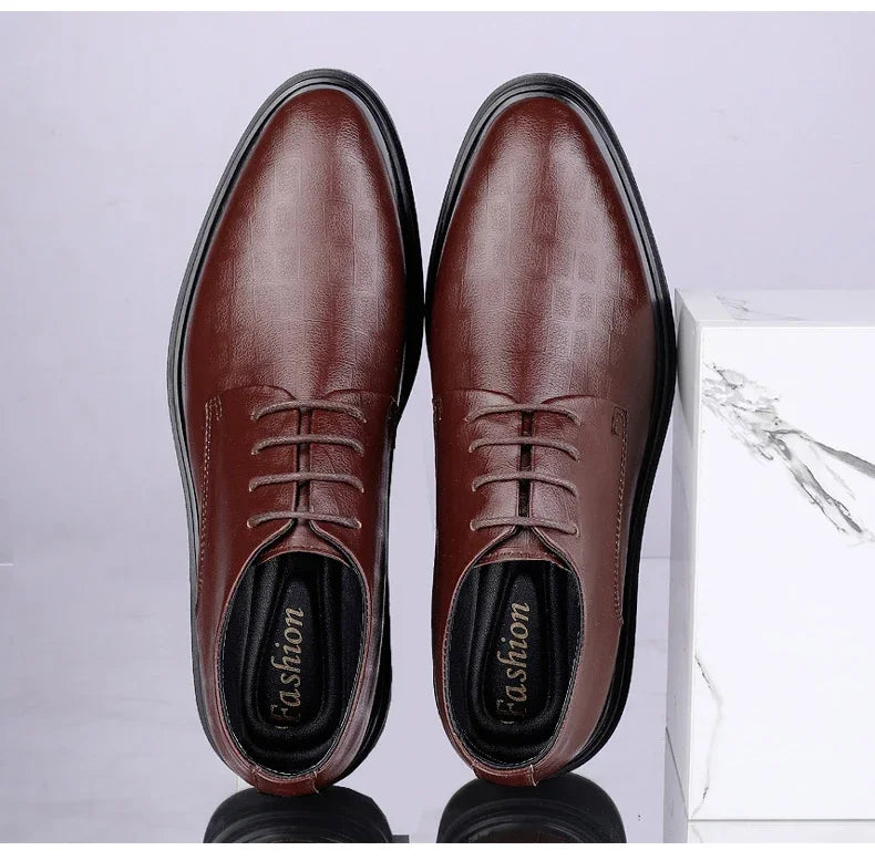 Men Dress Shoes Elevator Shoes Platform Breathable Casual Business Luxury Genuine Leather Soft Heightening Shoes 7CM Taller Male