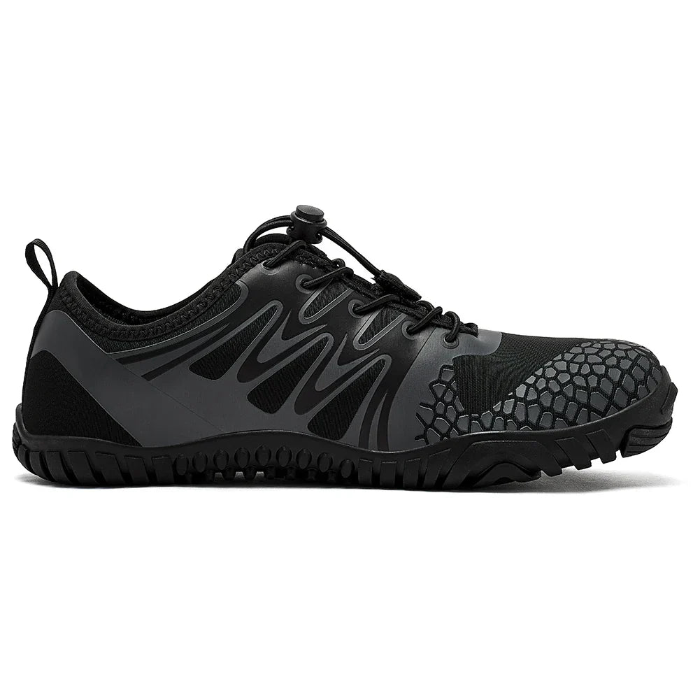 Wide Toe Barefoot Shoes for Unisex Artificial Leather Outdoor Walking Sneakers Zero Drop Minimalist Elastic Band Shoes