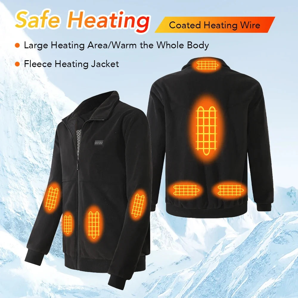 8 Areas Intelligent Electric Heating Polar Fleece Jacket Men's Winter Smart USB Constant Temperature Graphene Fleece Warmth Coat