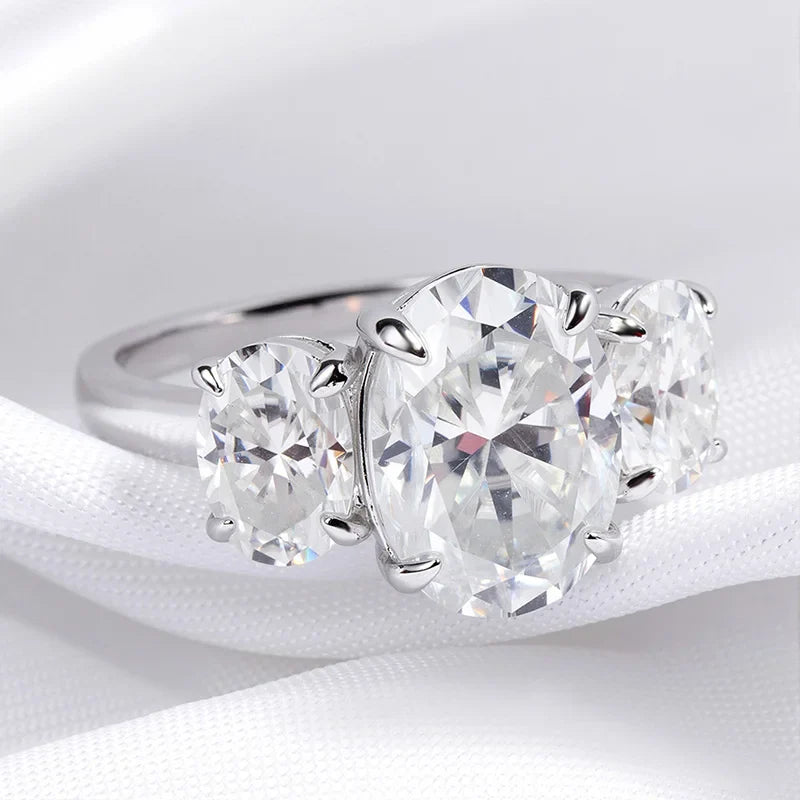Certified 2CT 4CT Oval Cut All Moissanite Rings for Women Bride Wedding Bands Lab Diamond Gift 100% 925 Sterling Silver