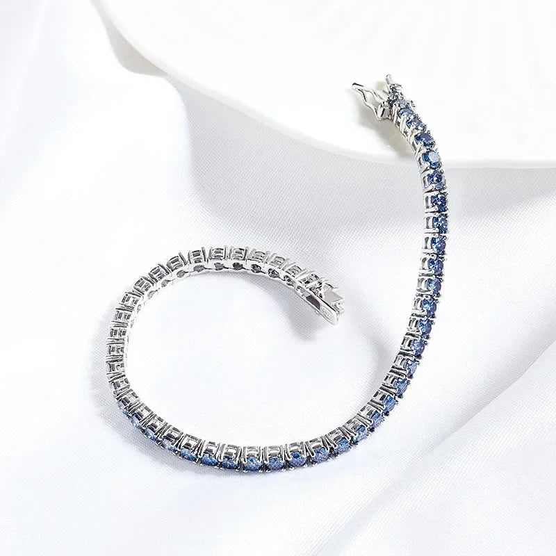 Certified 3/4/5mm Full Moissanite Diamond Tennis Bracelets for Women Man Colorful Gem Sparkling 925 Sterling Silver Chain